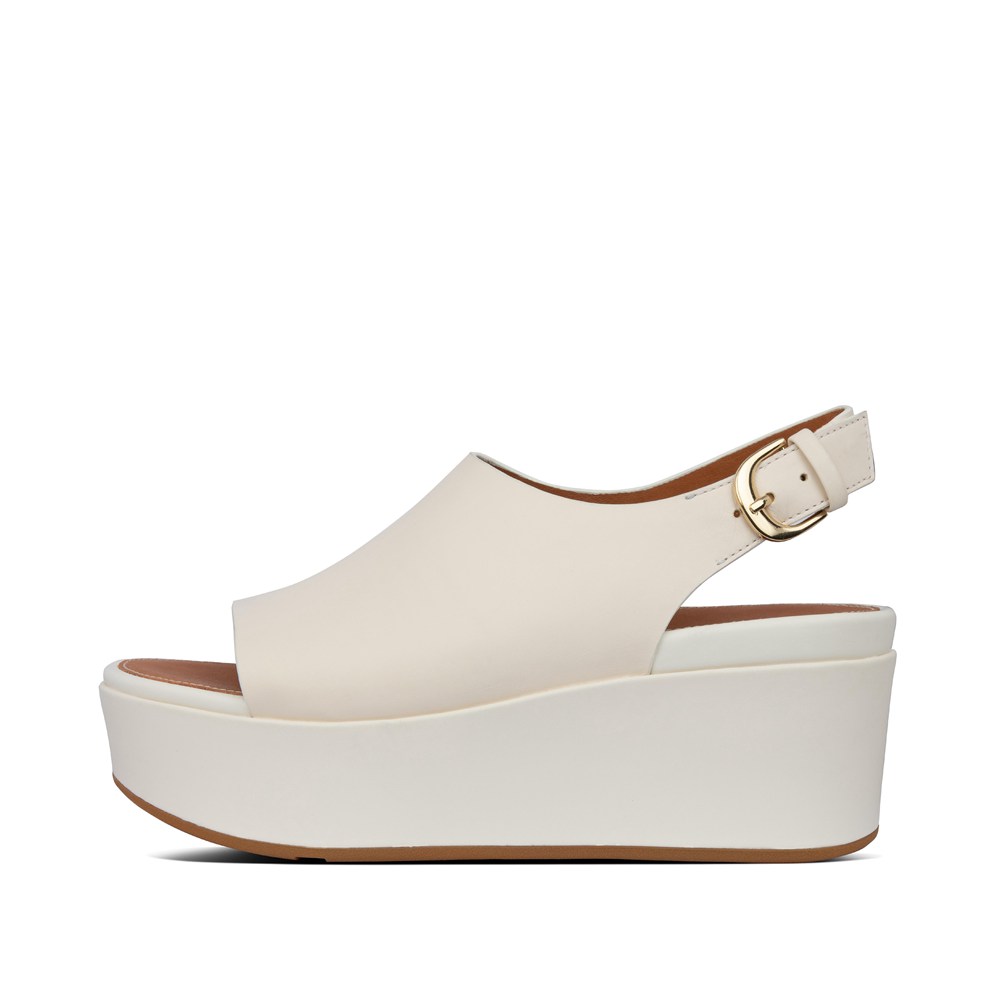 Fitflop Womens Wedge White - Eloise Leather Back-strap - 14OSWEUGB